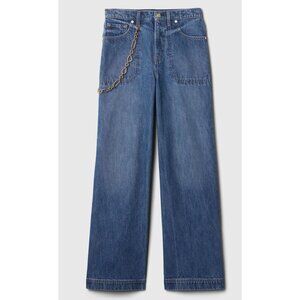 Gap x Cult Gaia High Rise Stride Chain Jeans Wide-Leg Denim Jeans Size 24 NWT